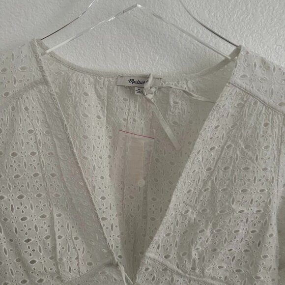 Madewell Tie-Front Top in Eyelet in White - Picture 6 of 10